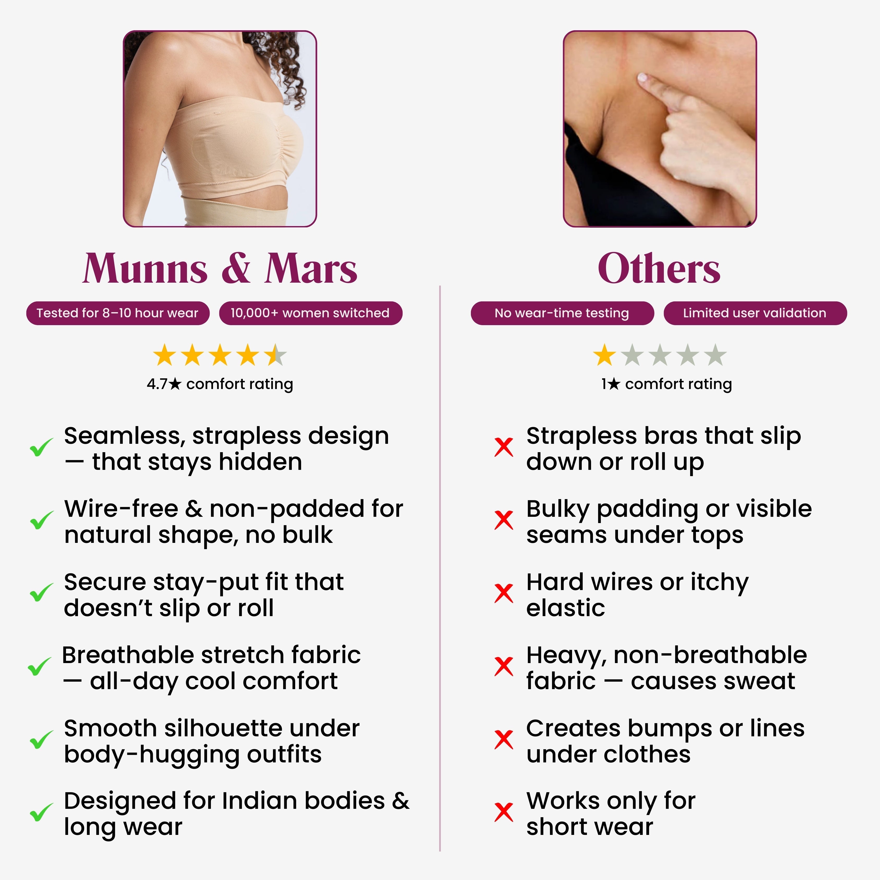 Munns & Mars Bundle of Seamless Non-Padded Tube Bra-Beige And Tummy Tucking Panty-Beige