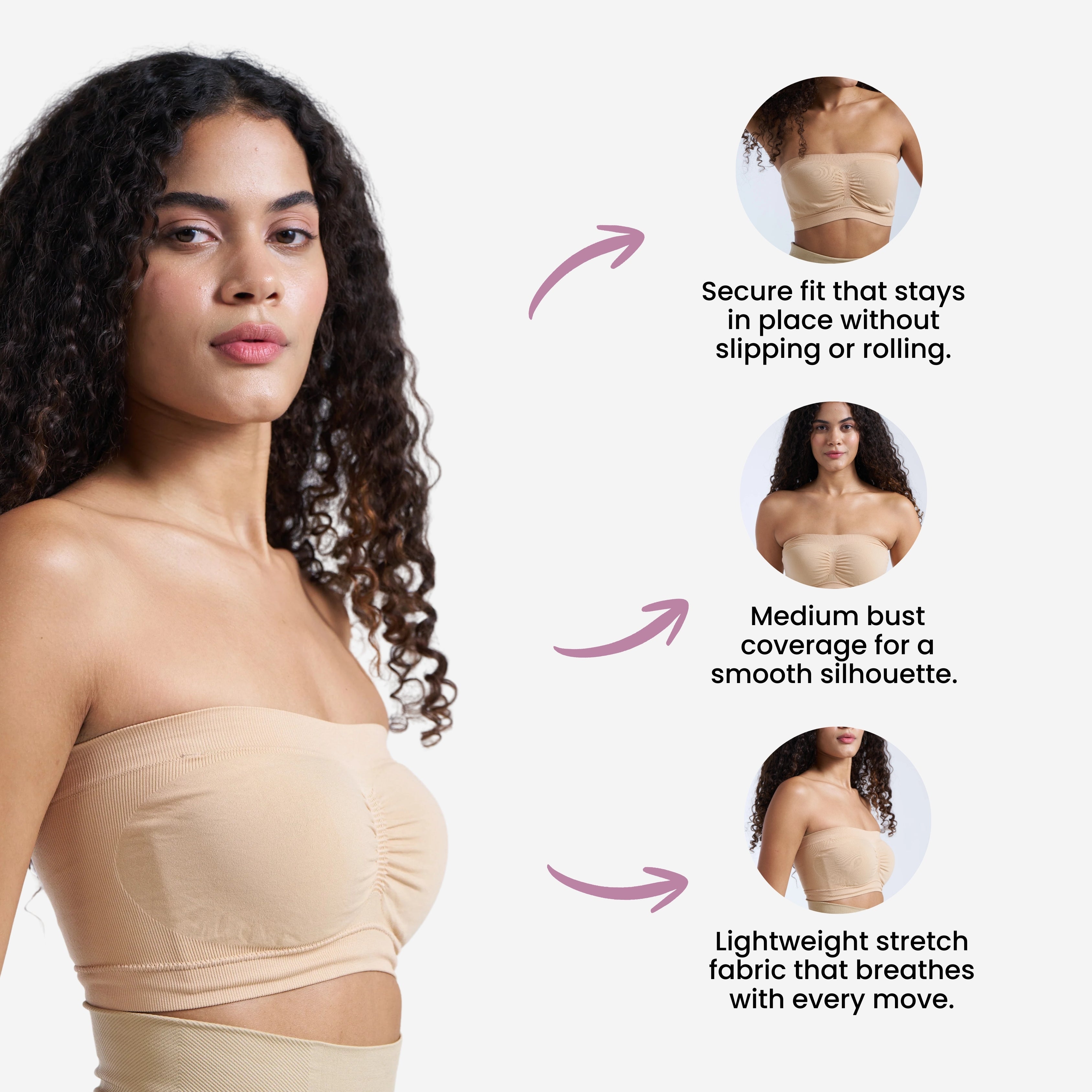 Munns & Mars Bundle of Seamless Non-Padded Tube Bra-Beige And Tummy Tucking Panty-Beige