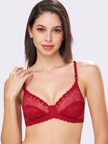 Sophia | Double Layered Wired Medium Coverage Breathable Lace Bra Convertible Straps