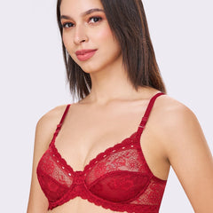 Sophia | Double Layered Wired Medium Coverage Breathable Lace Bra Convertible Straps