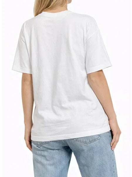 Bamboo Fabric Oversize Printed T-Shirt for Women – Ultra Soft | Breathable | Sustainable Style | White