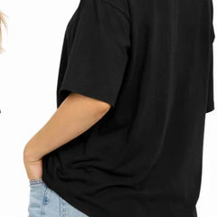 Bamboo Fabric Women Oversize Printed T-Shirt – Ultra Soft | Breathable | Sustainable Style | Black