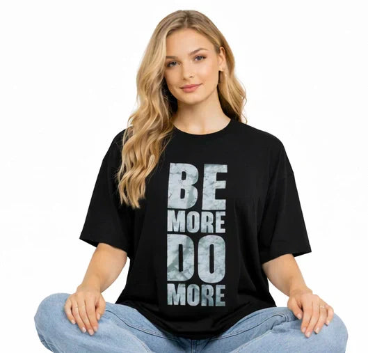 Bamboo Fabric Women Oversize Printed T-Shirt – Ultra Soft | Breathable | Sustainable Style | Black