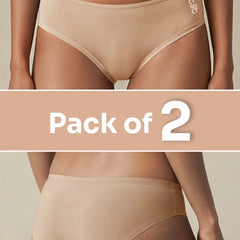 2 Pack - Beige Low-waist Bamboo Absorbent Underwear