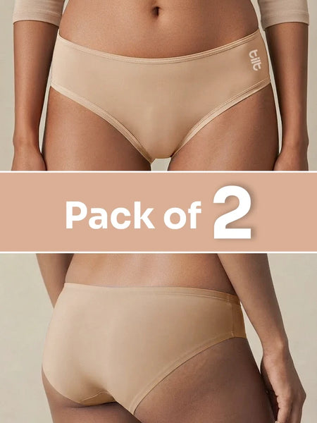 2 Pack - Beige Low-waist Bamboo Absorbent Underwear