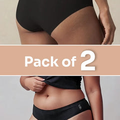 2 Pack - Black Low-waist Bamboo Absorbent Underwear
