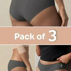 3 Pack - Grey Low-waist Bamboo Absorbent Underwear