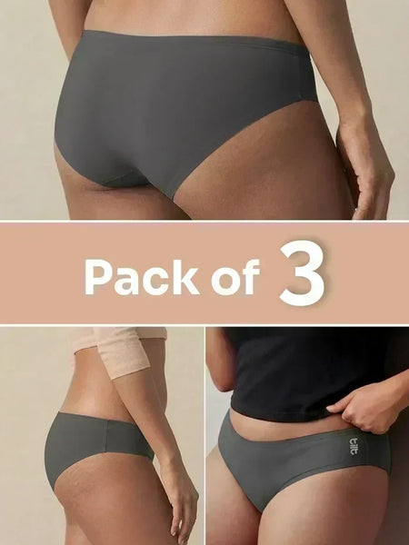 3 Pack - Grey Low-waist Bamboo Absorbent Underwear