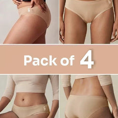 4 Pack - Beige Low-waist Bamboo Absorbent Underwear