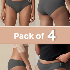 4 Pack - Grey Low-waist Bamboo Absorbent Underwear