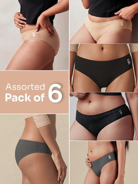 Assorted 6 Pack - Low-waist Absorbent Underwear