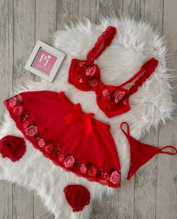 Brachy Women Red Honeymoon Bridal Babydoll Lingerie Set Underwire Hot Dress