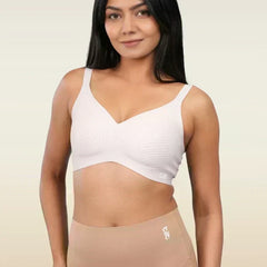 Set - Blush Wave Bra and Beige Shaper Underwear