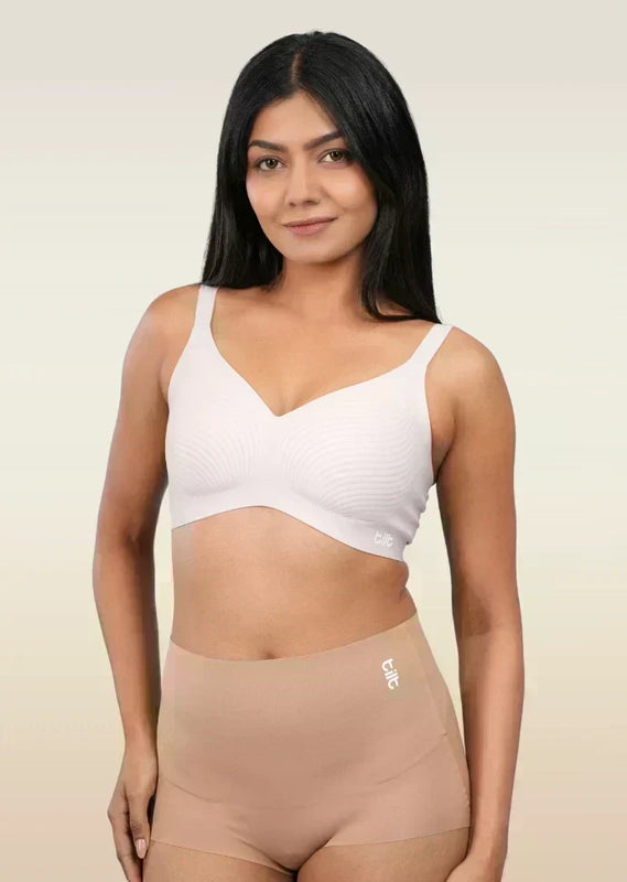 Set - Blush Wave Bra and Beige Shaper Underwear