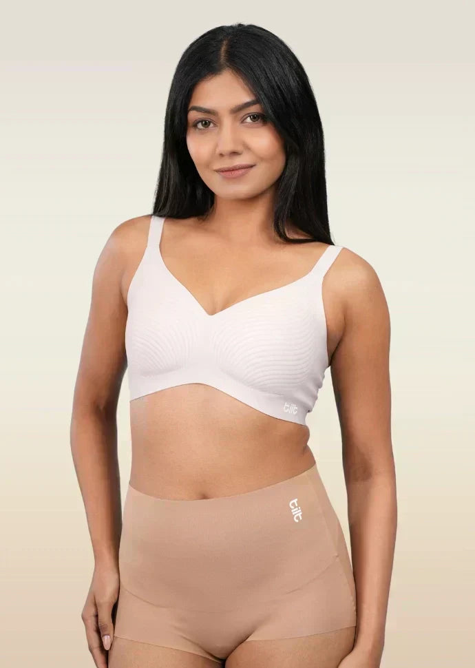 Set - Blush Wave Bra and Beige Shaper Underwear