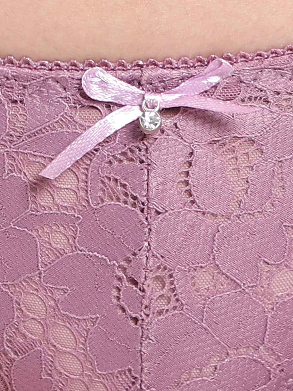 Lavender Low Waist Sheer Bikini Panties - Lace