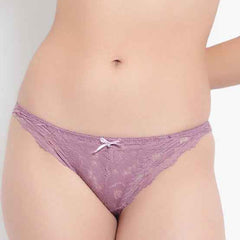 Set Of 3 Purple, Peach & Grey Mid-Rise Net Self Design Panties Bikini Briefs