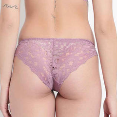 Set Of 2 Green & Purple Mid-Rise Net Self Design Panties Bikini Briefs