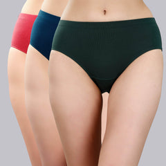 SOIE Woman - High Rise Full Coverage Solid Colour Cotton Stretch Hipster Panty (Pack of 3) - Panty -for Women