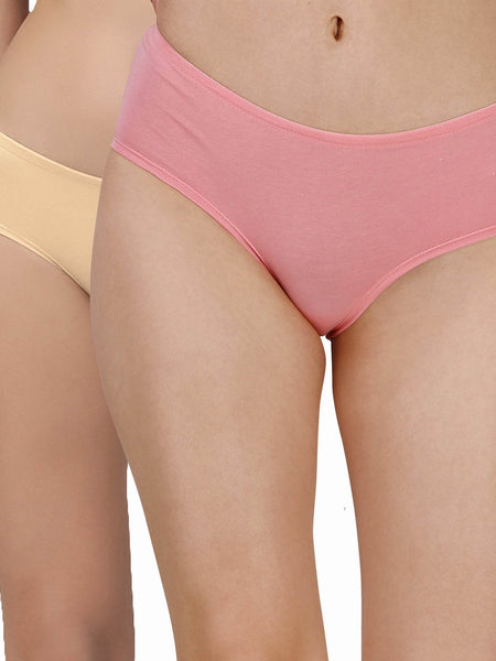 SOIE Woman - High Coverage Mid Rise Solid Cotton Brief Panty Combo (Pack of 2) - Panty -for Women