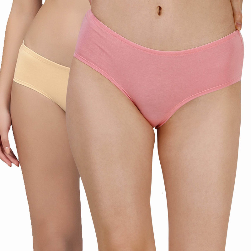 SOIE Woman - High Coverage Mid Rise Solid Cotton Brief Panty Combo (Pack of 2) - Panty -for Women