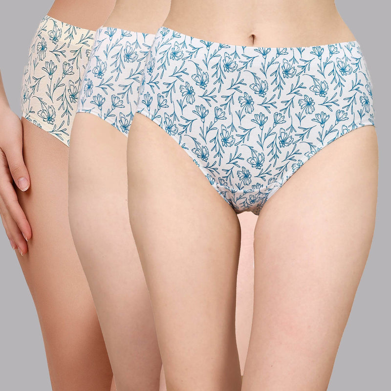 SOIE Woman - High Waist Full Coverage Printed Stretch Cotton Briefs (Pack of 3) - Panty -for Women