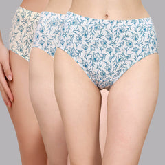 SOIE Woman - High Waist Full Coverage Printed Stretch Cotton Briefs (Pack of 3) - Panty -for Women