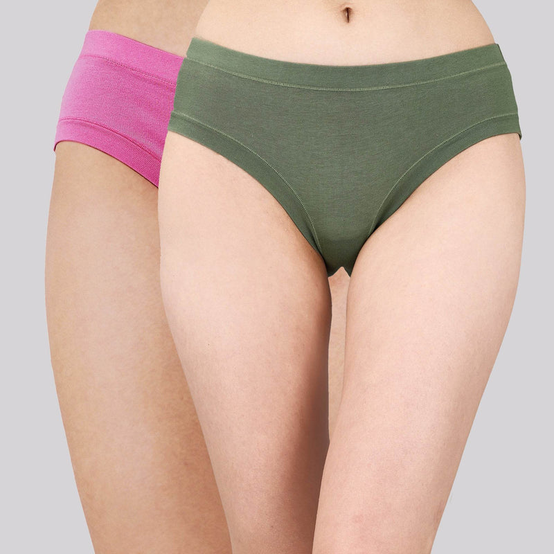 SOIE Woman - Mid Rise Stretch Cotton Seamless Full Coverage Shorty Panty (Pack of 2) - Panty -for Women