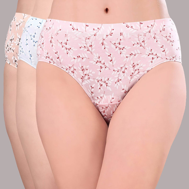 SOIE Woman - High Rise Full Coverage Printed Stretch Cotton Hipster Panty (Pack of 3) - Panty -for Women