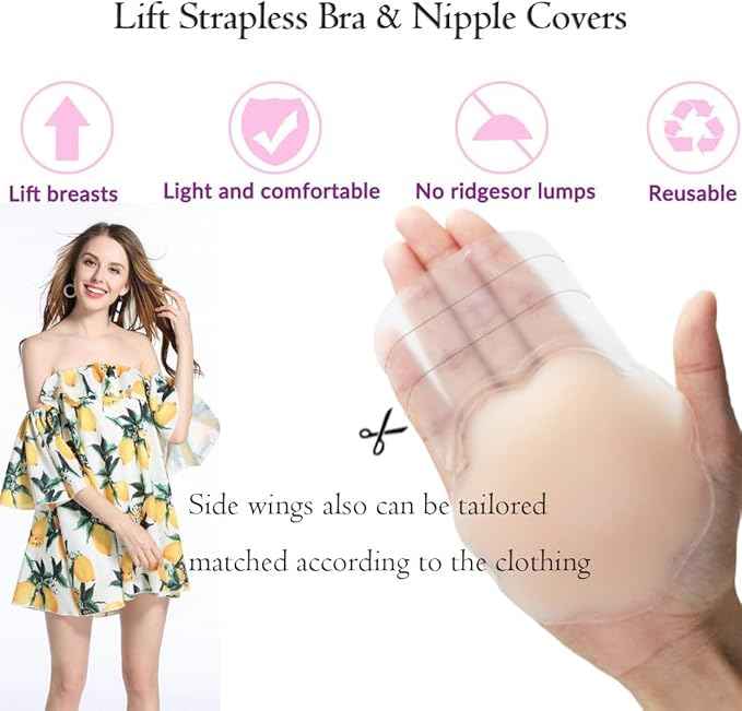 Medium Coverage Lightly Padded Silicon Stick-On Backless Push Up Bra