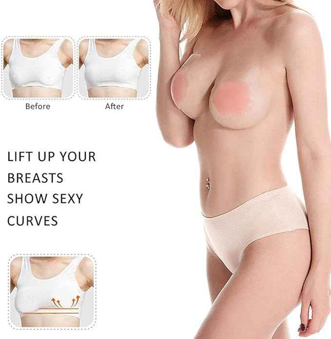 Medium Coverage Lightly Padded Silicon Stick-On Backless Push Up Bra