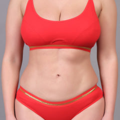 Brachy Women Padded Non Wired Lingerie Bra & Briefs Set