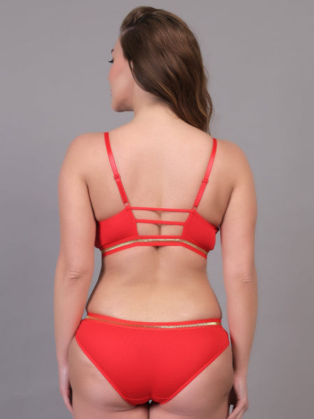 Brachy Women Padded Non Wired Lingerie Bra & Briefs Set