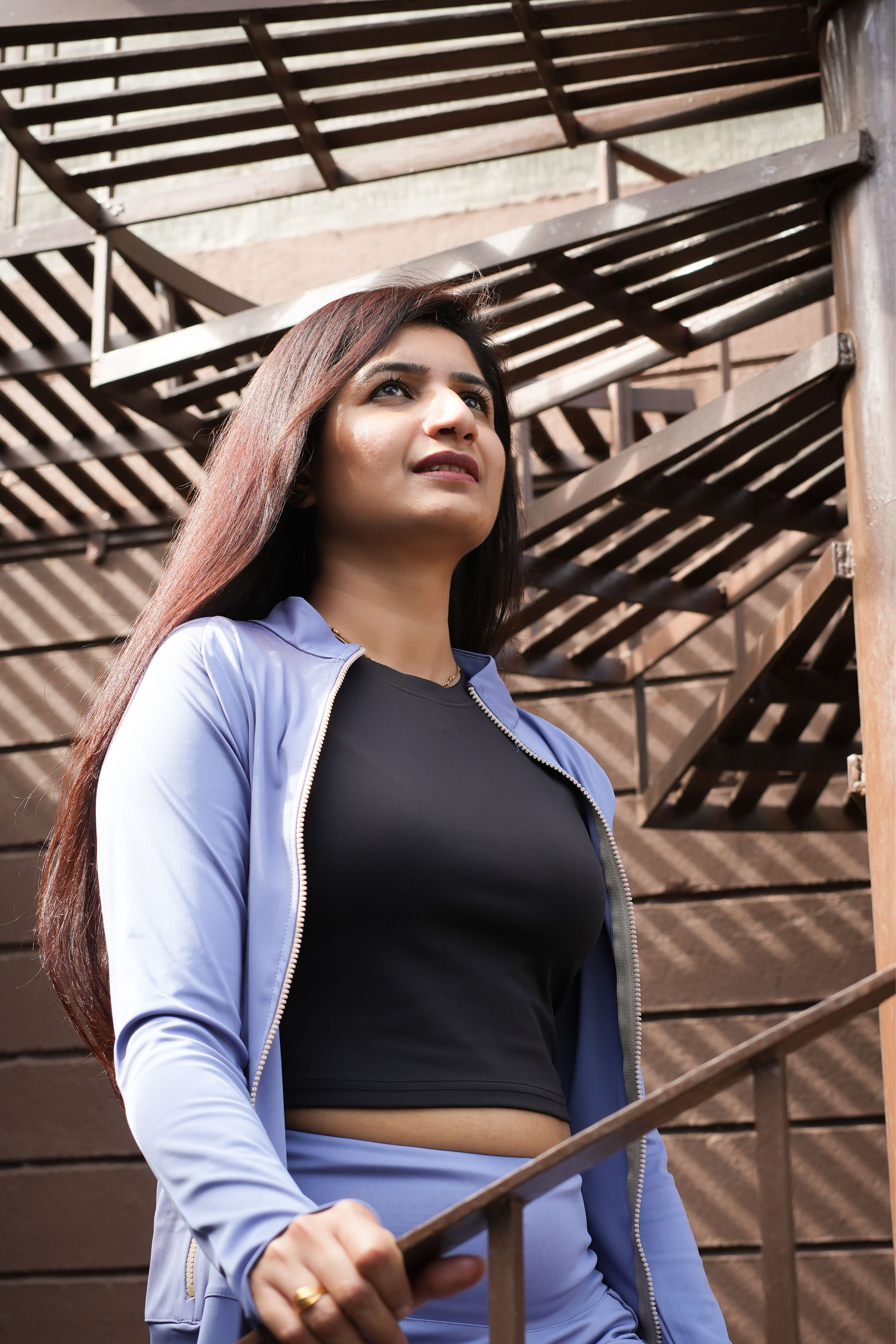 Wednesday workout jacket set-Powder Blue