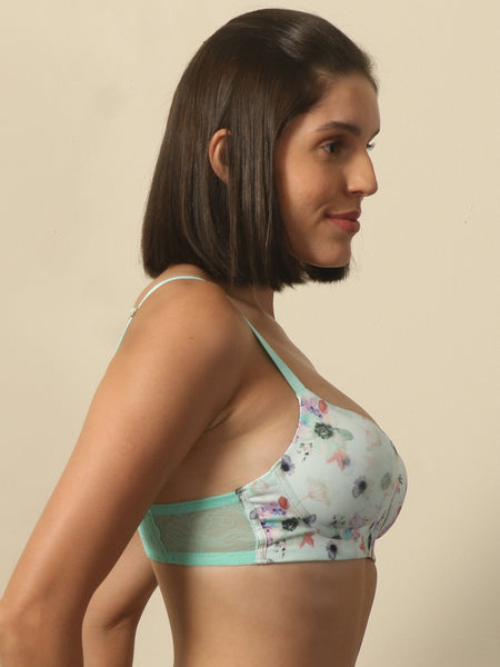 Medium Coverage Padded Non Wired Printed Bra