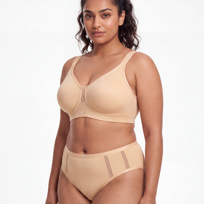Full Coverage Minimiser Bra with High Waist Brief Set