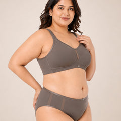 Full Coverage Minimiser Bra with High Waist Brief Set