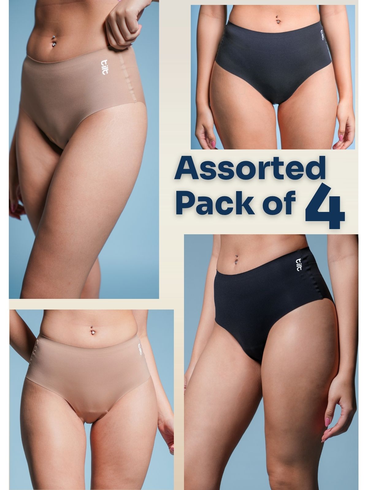 Assorted 4 Pack - High-waist Seamless Underwear