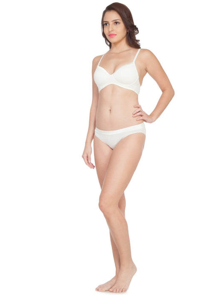 SOIE Woman - Semi/Medium Coverage Padded Non Wired Satin Panelled T-shirt Bra with Low Rise Bikini - -for Women