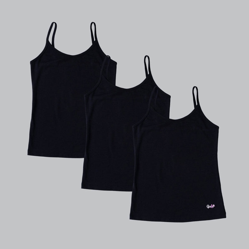 SOIE Woman - Cotton Spandex Super Soft Camisole for Girls (Pack of 3) - -for Women