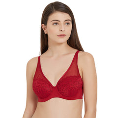 SOIE Woman - Medium Coverage Non Padded Wired Lace Plunge Neck Bra - Bra -for Women