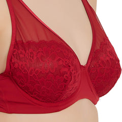SOIE Woman - Medium Coverage Non Padded Wired Lace Plunge Neck Bra - Bra -for Women