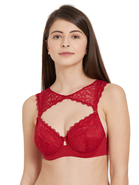 SOIE Woman - Medium Coverage Non Padded Wired Demi Cup Bra with Detachable Lace Harness - Bra -for Women