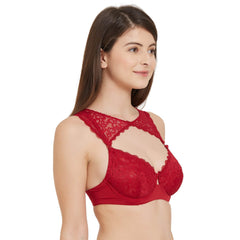 SOIE Woman - Medium Coverage Non Padded Wired Demi Cup Bra with Detachable Lace Harness - Bra -for Women