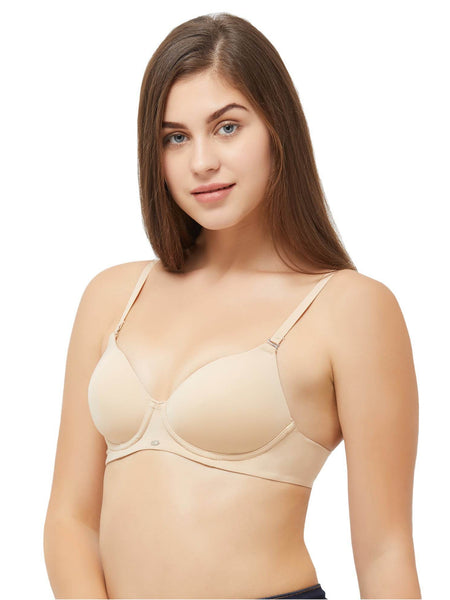 SOIE Woman - Semi/Medium Coverage Padded Non Wired T-shirt Bra with Detachable Straps - Bra -for Women