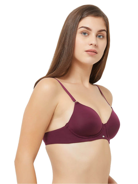 SOIE Woman - Semi/Medium Coverage Padded Non Wired T-shirt Bra with Detachable Straps - Bra -for Women