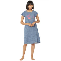 Flared Sleeve Sleep Shirt with a Round Neckline