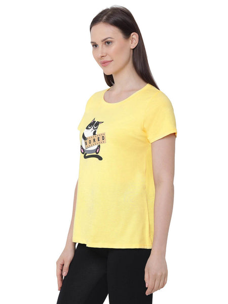 SOIE Woman - Half Sleeve Printed Soft Cotton Modal Lounge T-shirt - -for Women