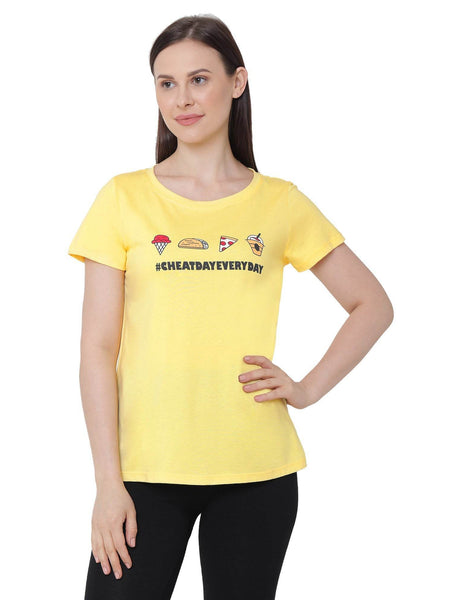 SOIE Woman - Half Sleeve Printed Soft Cotton Modal Lounge T-shirt - -for Women