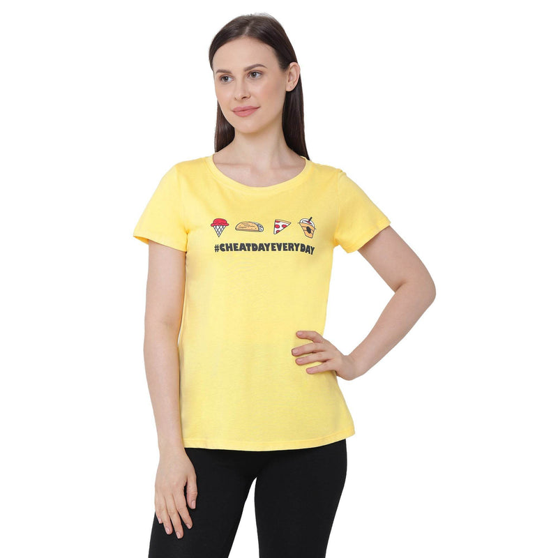 SOIE Woman - Half Sleeve Printed Soft Cotton Modal Lounge T-shirt - -for Women